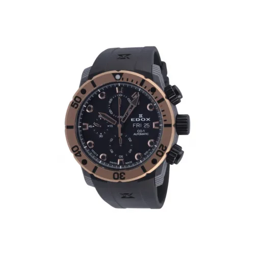 EDOX Автоматический Механический Механизм Мужские Часы 45 мм Черный