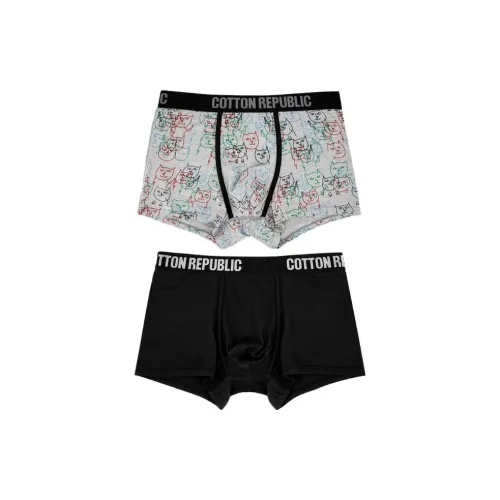 COTTON REPUBLIC 2 пачки Светлый Фотиния Серый + Черный Мужские боксер-шорты