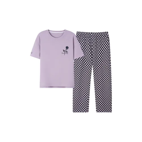 MIIOW Cool One Summer Series Пижамный комплект Женский Фиолетовый Клетка