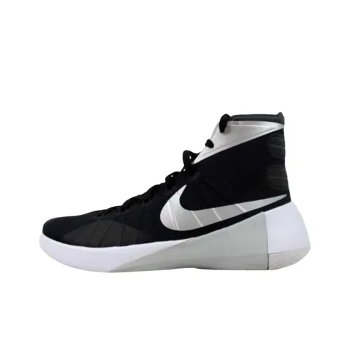 nike Hyperdunk 2015 TB Амортизация Износостойкие Высокие Баскетбольные Кроссовки Женские Черные Серебряные