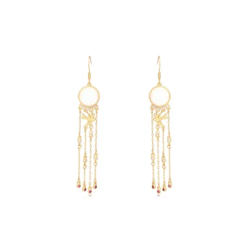 YUOFFICIAL Серьги из нефрита с цветной глазурью Женские