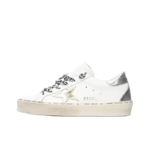 Golden Goose Hi Star Low Топ Стильные Скейтбординги Женские Белые С Золотым Эффектом Потертости