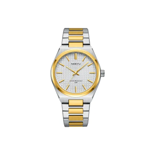 NIBOSI 1985 Кварцевый механизм ремешок из нержавеющей стали мужские часы белый циферблат