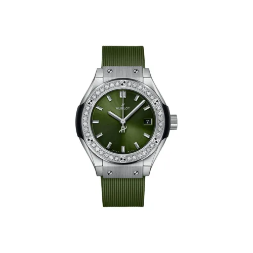 HUBLOT Classic Fusion Collection Кварцевый механизм Женские часы 29 мм Зеленый циферблат Титан Корпус Часы Резиновый ремешок