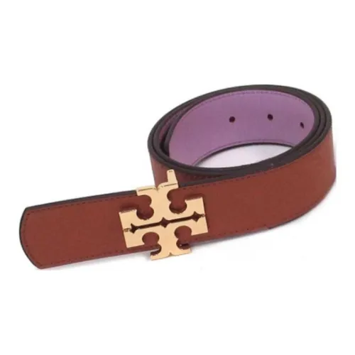 TORY BURCH Значок Дизайн Кожаные ремни Женские Коричневый Ширина 3,7CM