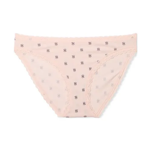 Victoria's Secret The LACIE Кружевная отделка Хлопок Бикини Panty VS Розовый Трусы Женские 1 Пачка Розовый