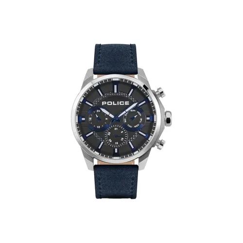 Police Men's Watches Кварцевый механизм Кожаный ремешок 53*46 мм Черный циферблат