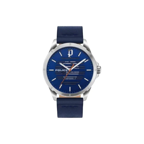 Police Men's Watches Кварцевый механизм ремень из натуральной кожи синий циферблат 45 мм