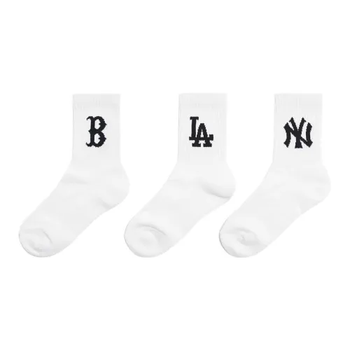 MLB Base Logo 3 шт Белый Унисекс MID Носки до икры