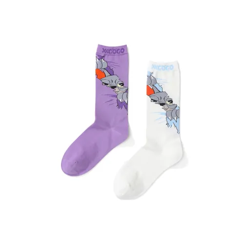 XXGOGO [2 шт] Фиолетовый/белый Унисекс Колено высокие носки