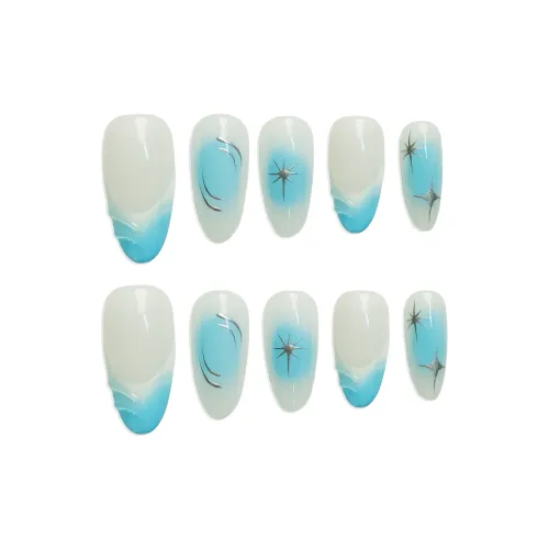 Goodbye Day Летнее спокойствие Радость Pure Ручная работа Премиум Средний False Nail Миндаль Овал 24 мм