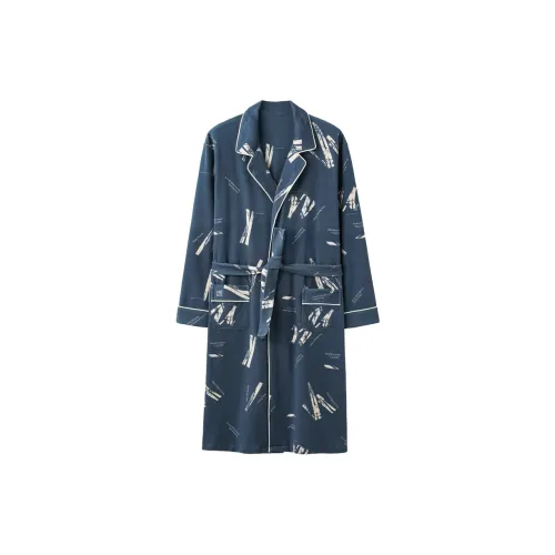 Qiao Ni Tong Мужской халат для сна синий и зеленый