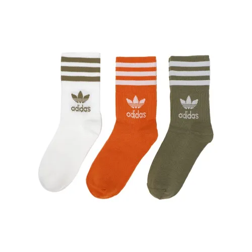 Adidas Originals Носки Crew Унисекс Белый Оранжевый Темно-зеленый