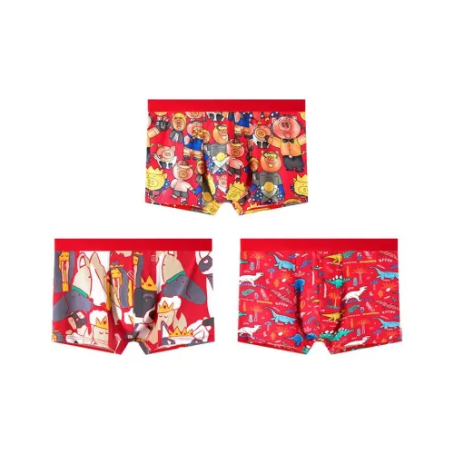 MIIOW FW23 Трусы Мужские 3 упаковки красный подкладочная ткань