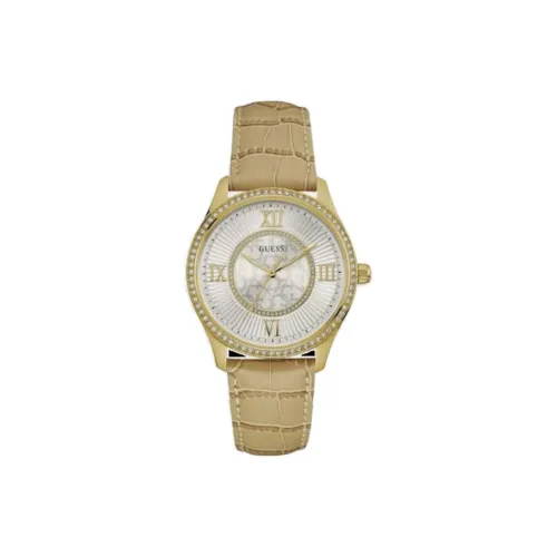 GUESS Women's Watch Кварцевый механизм Кожаный ремешок 39 мм Серебристый циферблат