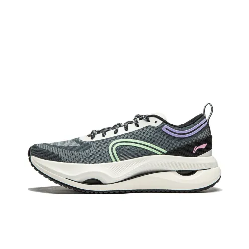 LINING Амортизация Устойчивость к износу Легкий Отскок Низкие Беговые кроссовки Женские Черный Белый