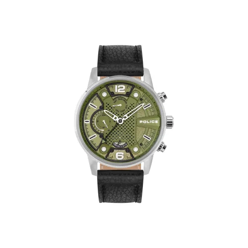 Police Men's Watches Кварцевый механизм Кожаный ремешок 48 мм Зеленый циферблат