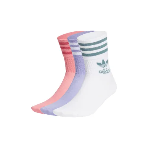 Adidas Originals Носки Crew Унисекс 3 пачки Розовый Красный Фиолетовый Белый