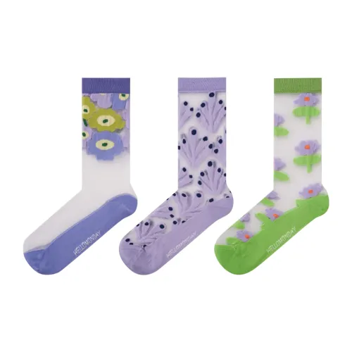 Duanmei 3 шт Цветочный Стекло Filigree Женские Носки до икры MID