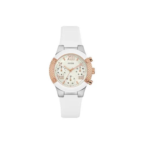 GUESS Women's Watch Кварцевый механизм Резиновый ремешок 44 мм Белый циферблат