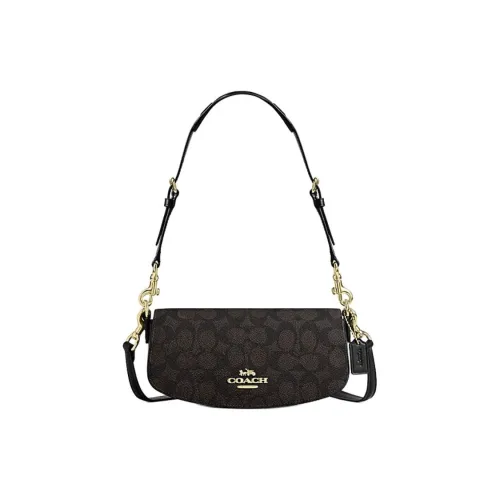 COACH Коровья кожа с искусственной кожей портативная сумка через плечо маленькая женская ореховый цвет