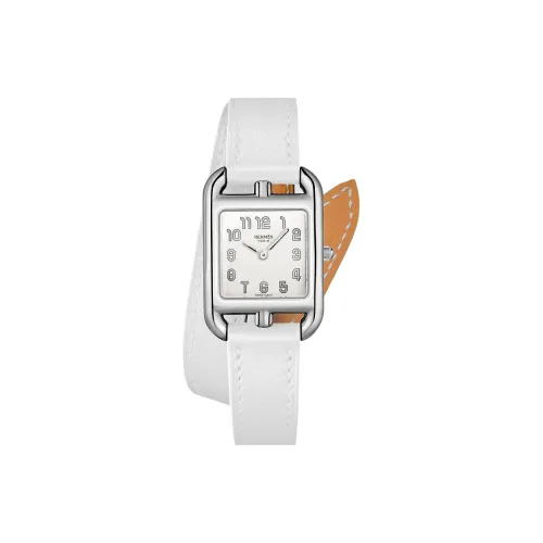 HERMES Наручные часы Кварцевый механизм Коровья кожа Ремешок 23 мм Серебристый циферблат Женские часы