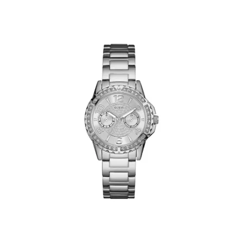 GUESS Женские часы Кварцевый механизм Ремешок из нержавеющей стали 36 мм Серебристый циферблат