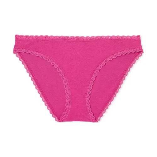 Victoria's Secret The LACIE Кружевная отделка Хлопок Бикини Panty Нижнее белье Женские 1 шт Сладкий стиль Розовый