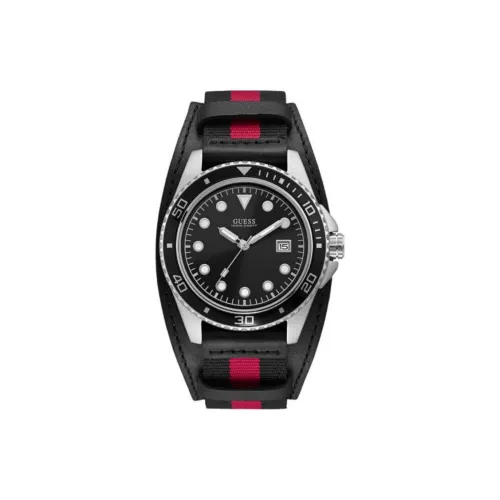 GUESS Men's Watches Кварцевый механизм нейлоновый ремешок 44 мм черный циферблат