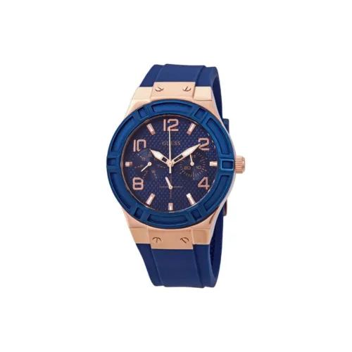 GUESS Women's Watch Кварцевый механизм силиконовый ремешок 39 мм синий циферблат