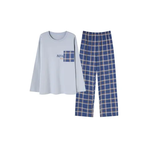 CAIHENGTONG Пижамный комплект Мужской Светло-Синий Буква