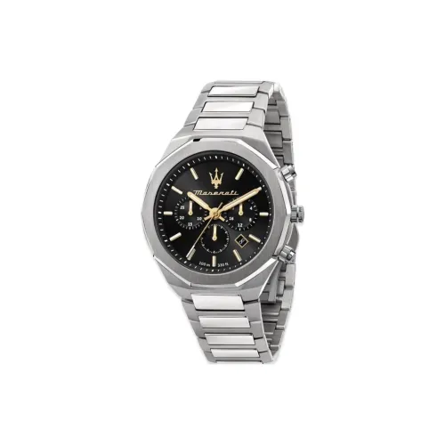 Maserati Мужские часы Кварцевый механизм Металлический ремешок 45 мм Черный циферблат