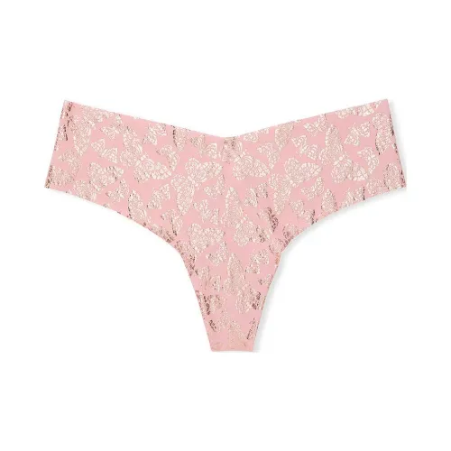 Victoria's Secret No Show No Show Стринг Panty Принт Нижнее белье Женские 1 упаковка Розовый
