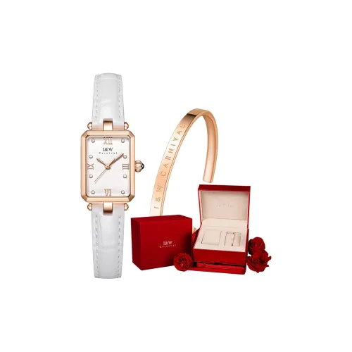 I W CARNIVAL HWGUOJI Кварцевый механизм кожаный ремешок из коровьей кожи женские часы белый циферблат