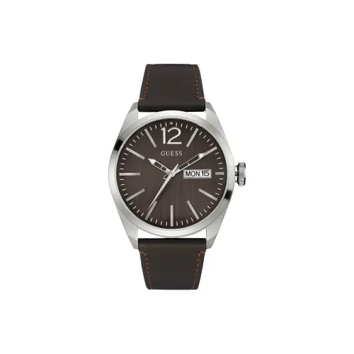 GUESS Наручные часы Кварцевый механизм Искусственная кожа Ремешок 45 мм Коричневый циферблат Часы Мужские часы