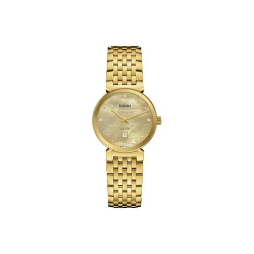 RADO Florence Collection Кварцевый механизм Женские часы 30MM Золотой циферблат Корпус из нержавеющей стали Ремешок из нержавеющей стали