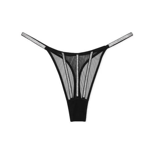 Victoria's Secret Розовый VERY Сексуальный Прозрачный SHINE Стринг Пантика Черный Стринг Женские 1 Пачка Прозрачный Яркий Черный