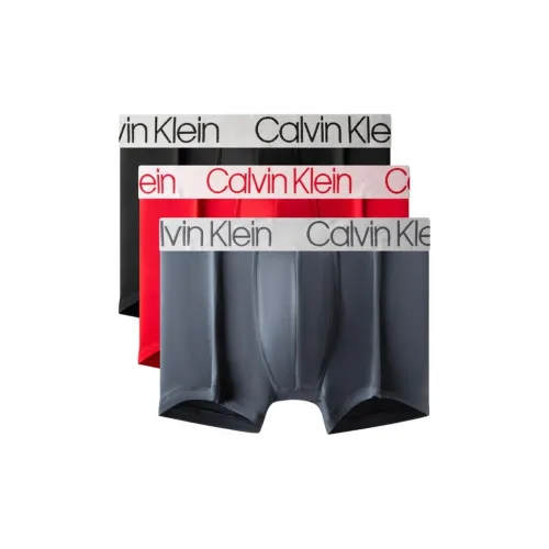 Calvin Klein 3 упаковки Космос Черный + Серый Голубь + Ярко-Красный Мужские боксеры