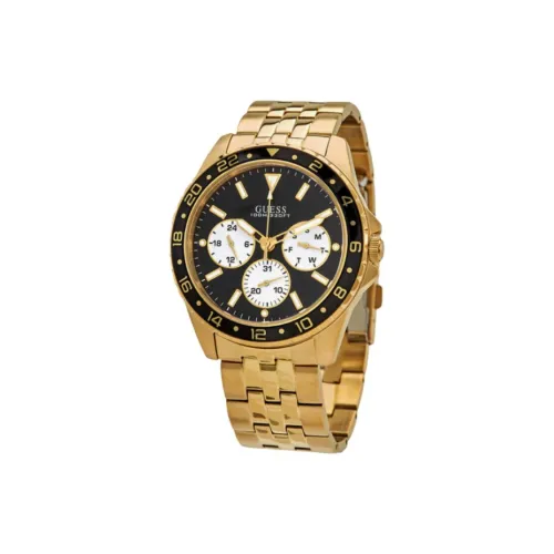 GUESS Мужские часы Кварцевый механизм Ремешок из нержавеющей стали 44 мм Черный циферблат