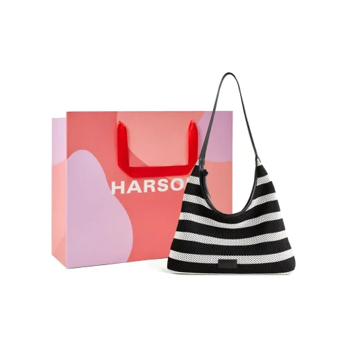 HARSON Ткань Одно Плечо Сумка Тоут Сумка Женская Черно-Белые Полосы