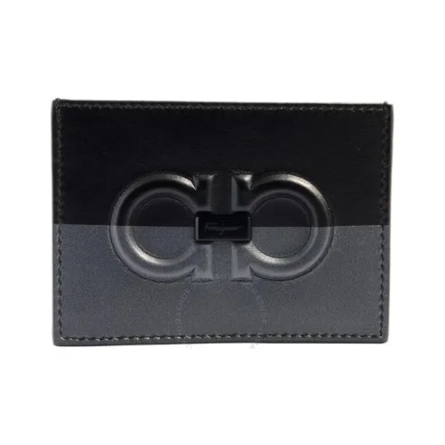 Ferragamo Кожа Держатель для карт Держатель для карт Мини Мужской Черный Двухтонный