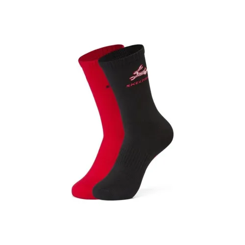Skechers 1 комплект 2 шт Красный+Черный Унисекс Колено высокие носки