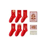6 пар (Женские носки Кролик Коллаборация, 6 пар, красный, размер 9)
