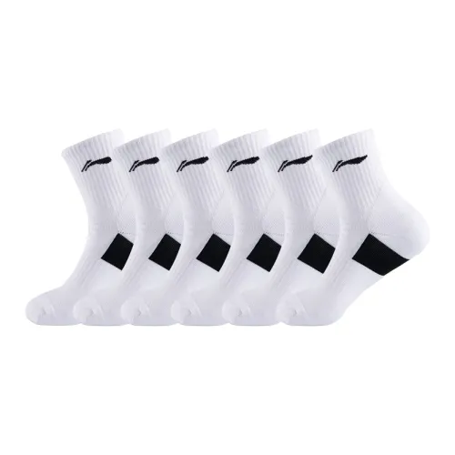 LINING 6 пар Белый Черный Мужской MID Носки до икры