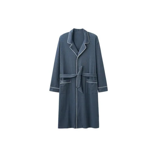Qiao Ni Tong Мужской халат для сна темно-синий