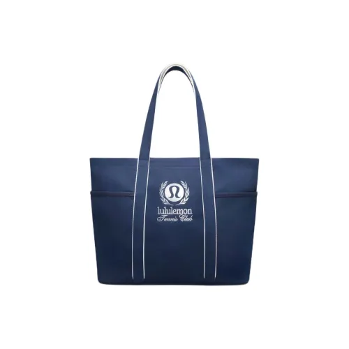 lululemon Хлопковая Смешанная Холстовая Сумка-Тот Сумка для покупок Сумка Сумка через плечо Унисекс Морской Синий