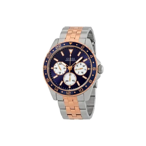 GUESS Odyssey Collection Мужские часы Кварцевый механизм Ремешок из нержавеющей стали 44 мм Синий циферблат