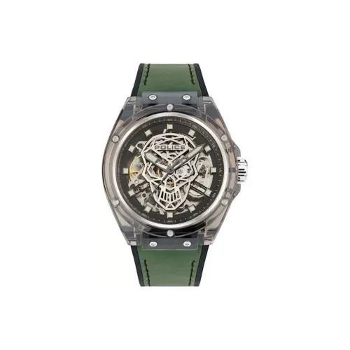 Police Мужские часы Автоматический механический механизм Силиконовый ремешок 44 мм Черепный циферблат Часы для мужчин