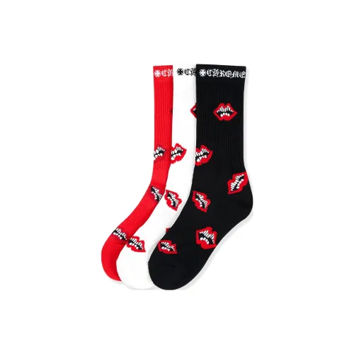 Chrome Hearts 3 Pack Красный+Белый+Черный Мужские Носки до колена