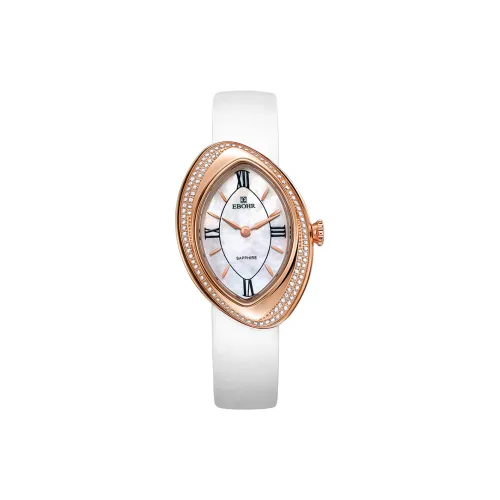 EBOHR Кварцевый механизм кожаный ремешок из коровьей кожи женские часы цвет циферблата жемчужная раковина